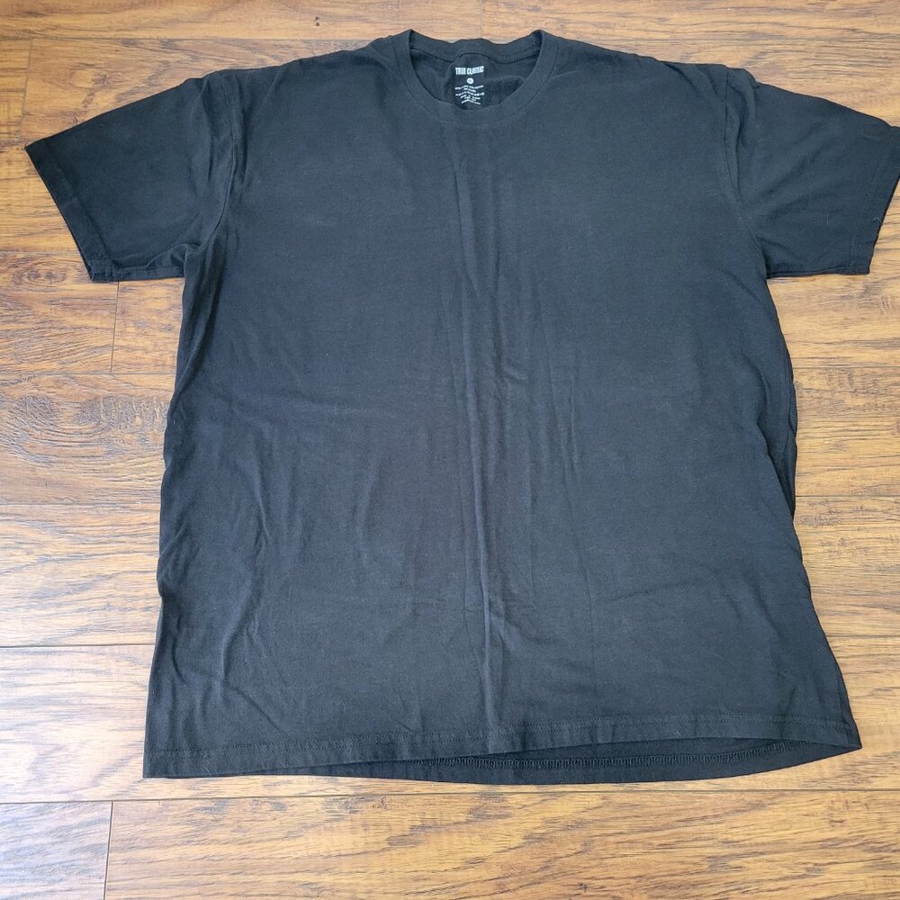 TRUE CLASSIC Bundle of 2 Plain Black Crew Neck Short Sleeve T-Shirts sz XL EUC - Picture 2 of 4